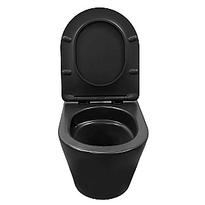 Унитаз подвесной Azario Vela AZ-2480MB-1 черный матовый, безободковый, с крышкой микролифт, слив торнадо купить в интернет-магазине Sanbest