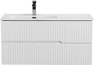 Тумба с раковиной Cezares DUET-N 100 DUET-N-1000-2C-SO-BL белая глянцевая левая/правая для ванной в интернет-магазине Sanbest