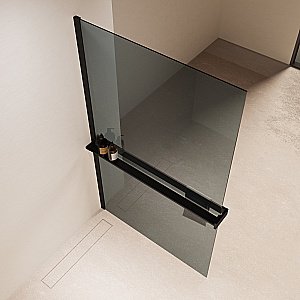 Душевое ограждение Vincea Walk-In VSW-1HR900MRB 90 черный/стекло зеркальное купить в интернет-магазине Sanbest