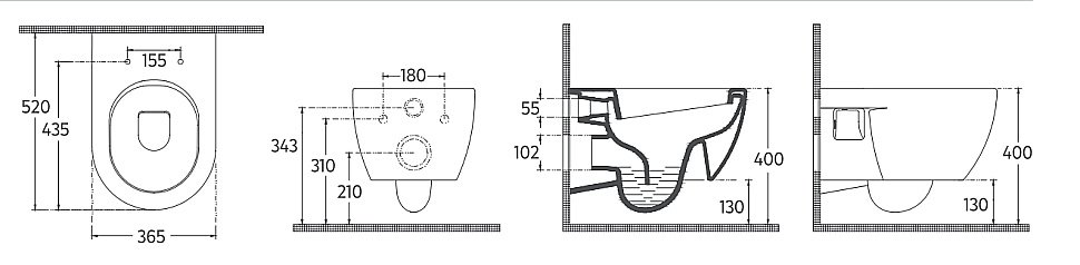 Унитаз подвесной Isvea Soluzione XX 10SY02002SV белый, безободковый купить в интернет-магазине Sanbest
