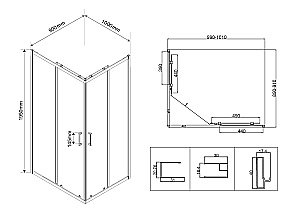 Душевой уголок Vincea City VSS-5CT9010CLGM 100х90 стекло прозрачное/профиль вороненая сталь купить в интернет-магазине Sanbest