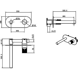 Смеситель для раковины Boheme Stick 125-BG черный/золото купить в интернет-магазине сантехники Sanbest
