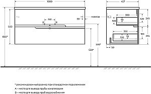 Тумба с раковиной Cezares DUET-N 100 DUET-N-1000-2C-SO-GR-P графит для ванной в интернет-магазине Sanbest