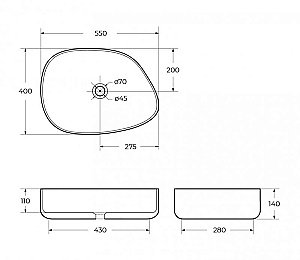 Раковина накладная BelBagno 55 BB1435-NERO черная купить в интернет-магазине Sanbest