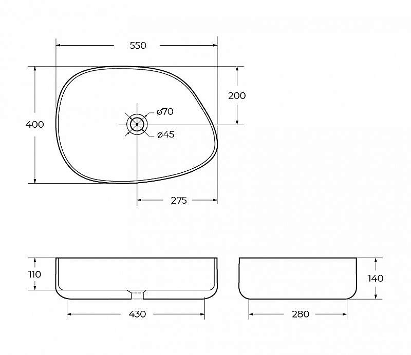 Раковина накладная BelBagno 55 BB1435-NERO черная купить в интернет-магазине Sanbest