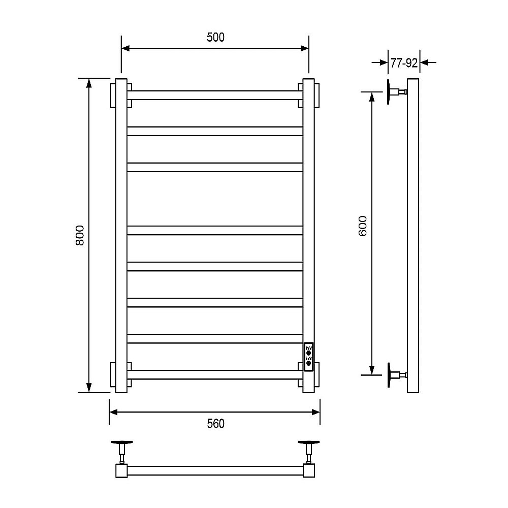 Полотенцесушитель электрический Veconi Barro-B B8050CH-B хром купить в интернет-магазине сантехники Sanbest
