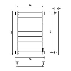 Полотенцесушитель электрический Veconi Barro-B B8050CH-B хром купить в интернет-магазине сантехники Sanbest