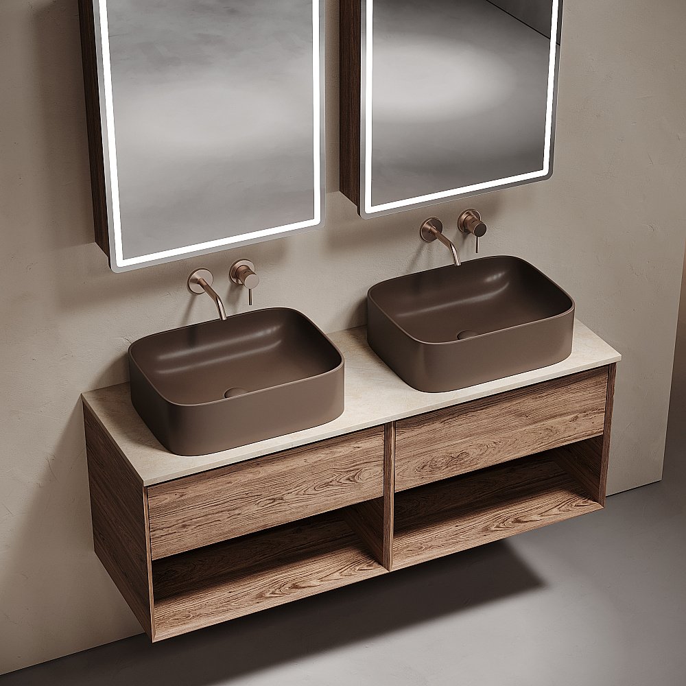 Столешница Sancos 160 TT160A2 без отверстия под смеситель, кремовая для ванной в интернет-магазине сантехники Sanbest