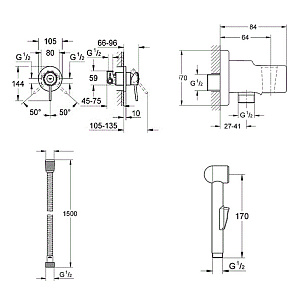 Гигиенический душ Grohe BauClassic 124434 хром купить в интернет-магазине сантехники Sanbest