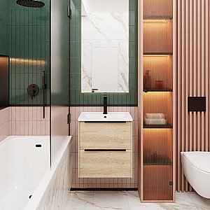 Тумба с раковиной La Fenice Tesoro 60 FNC-01-TES-DNN-60-2 небраска натуральный для ванной в интернет-магазине Sanbest