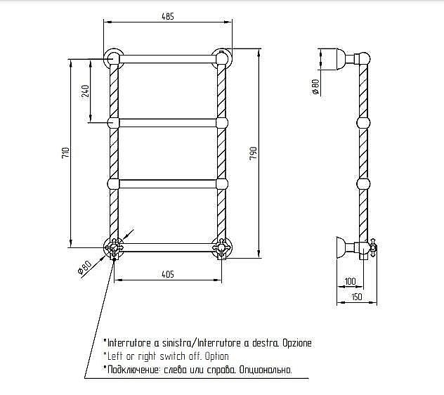 Полотенцесушитель Migliore Edera ML.EDR-EL.100.BR бронза купить в интернет-магазине сантехники Sanbest
