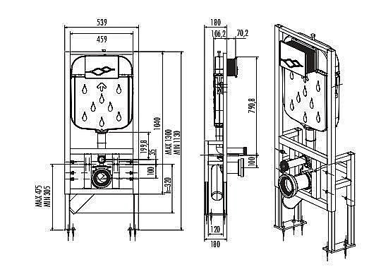 Инсталляция для подвесного унитаза CREAVIT GR5004.01 купить в интернет-магазине сантехники Sanbest