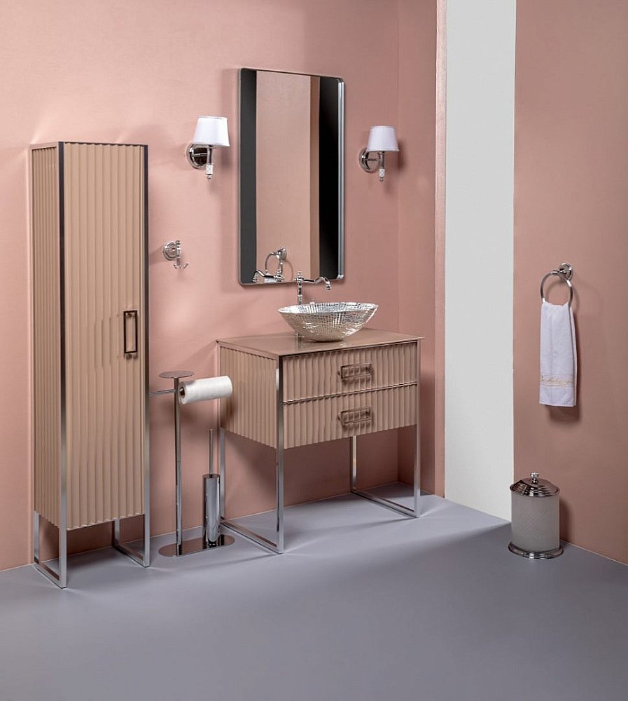 Столешница Armadi Art 853-080-CP 80 стекло капучино для ванной в интернет-магазине сантехники Sanbest