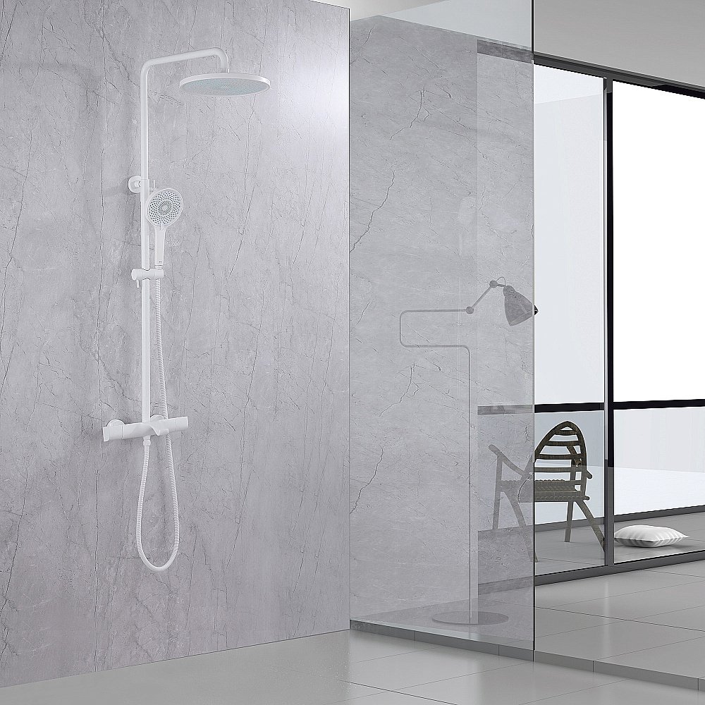 Душевая система Abber Thermostat AF8516FWL белая матовая купить в интернет-магазине сантехники Sanbest