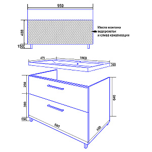 Тумба с раковиной Azario Ника 100 Н CS00089955 белая для ванной в интернет-магазине Sanbest