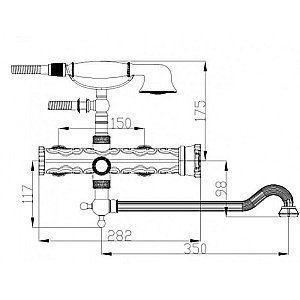 Смеситель для ванны с душем ZORG Antic A 101WDN-BR купить в интернет-магазине сантехники Sanbest