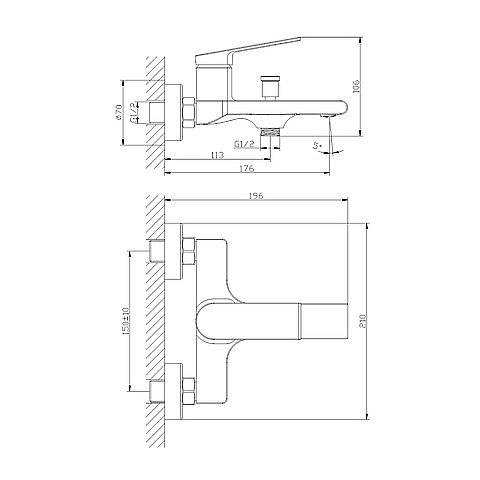 Смеситель для ванны Orange GAUSS M30-100cr хром купить в интернет-магазине сантехники Sanbest