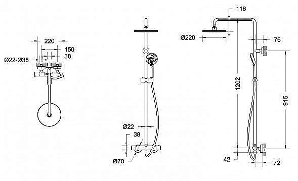Душевая система Bravat WATERFALL F939114C-A5-RUS купить в интернет-магазине сантехники Sanbest