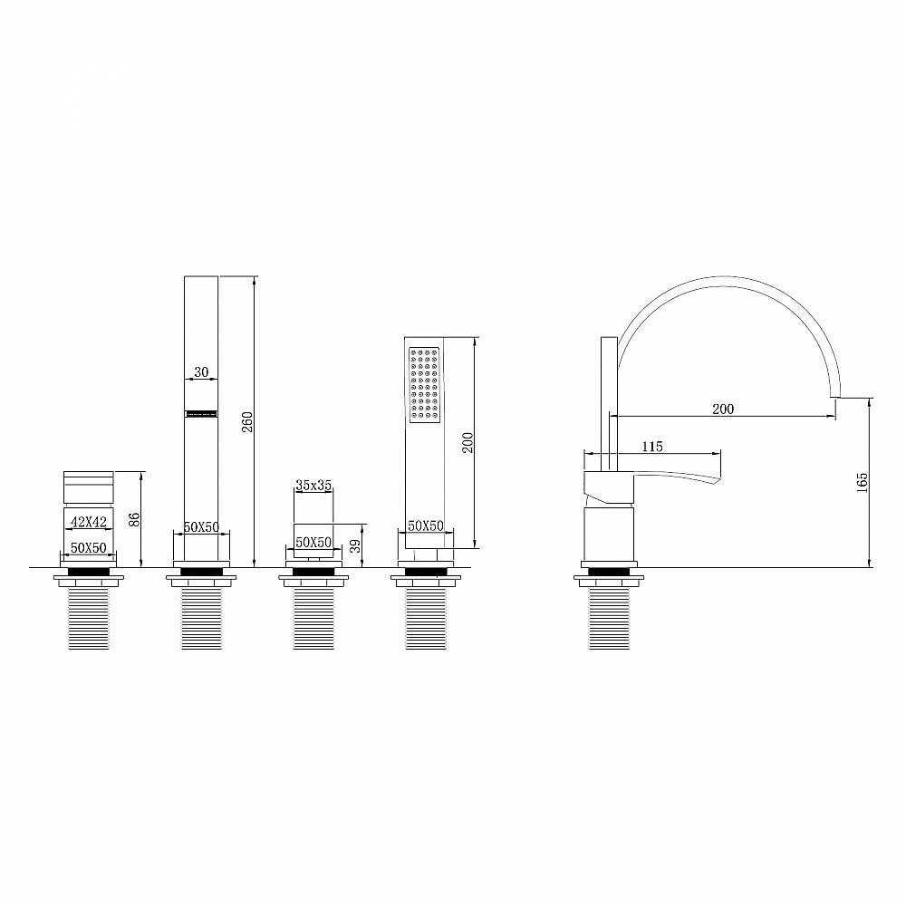 Смеситель для ванны ABBER Wasserfall AF8613 хром купить в интернет-магазине сантехники Sanbest