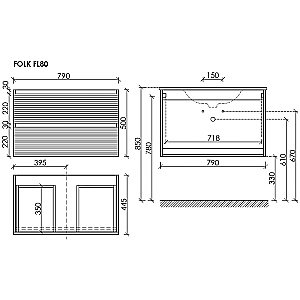 Тумба с раковиной Sancos Folk 80 FL80GS Grey soft для ванной в интернет-магазине Sanbest