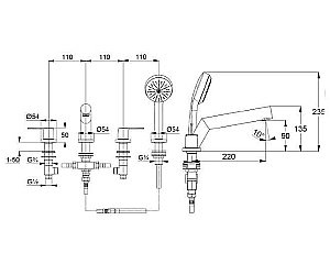 Смеситель для ванны Kludi Pure&Style 404250575 купить в интернет-магазине сантехники Sanbest