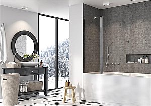 Шторка для ванны Radaway Nes 8 PND II 140 стекло прозрачное/профиль хром купить в интернет-магазине Sanbest