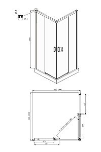 Душевой уголок Ambassador Queen Black 11011204 100x100 стекло прозрачное/профиль черный купить в интернет-магазине Sanbest