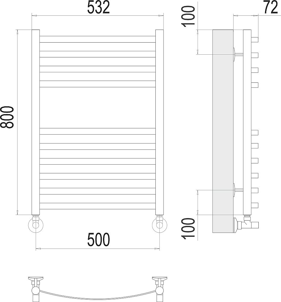 Полотенцесушитель водяной Terminus Авиэль П10 500х800 купить в интернет-магазине сантехники Sanbest