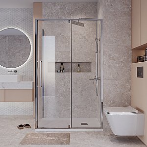 Душевой уголок Niagara Nova NG-66-11A/NG-A90-34 110х90 стекло прозрачное/профиль хром купить в интернет-магазине Sanbest