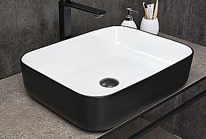 Раковина накладная Gid Geometrico 50 Nc366 52205 белая, черная купить в интернет-магазине Sanbest