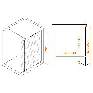 Душевое ограждение RGW Walk In WA-050W (WA-002W+Z-070W) 120 351005023-15 стекло прозрачное/профиль белый купить в интернет-магазине Sanbest
