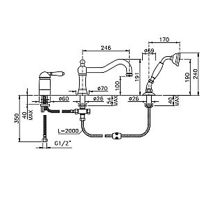 Смеситель для ванны Nicolazzi El Capitan 3449BZ75 бронза купить в интернет-магазине сантехники Sanbest