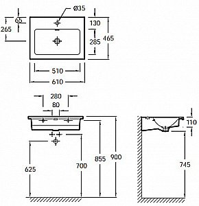 Тумба с раковиной Jacob Delafon VOX 60 2 ящика орех для ванной в интернет-магазине Sanbest