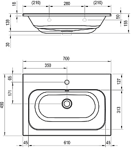 Раковина Ravak CHROME SLIM 70 XJG01170001 белый купить в интернет-магазине Sanbest
