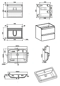 Тумба с раковиной Parly Gucci 60 подвесная белая глянцевая для ванной в интернет-магазине Sanbest