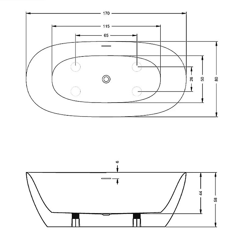 Акриловая ванна Riho Alpha 170х80 B092001005 белая купить в интернет-магазине Sanbest