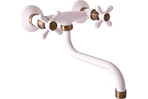 Смеситель для кухни Rav-Slezak Morava Retro MK101.5/21BSM белый/бронза купить в интернет-магазине сантехники Sanbest