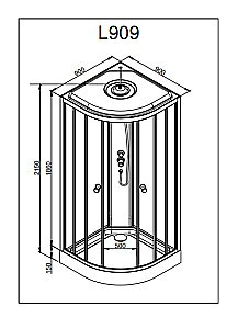 Душевая кабина DTO L 909GM+VST 90х90 стекло матовое с рисунком/профиль хром купить в интернет-магазине Sanbest