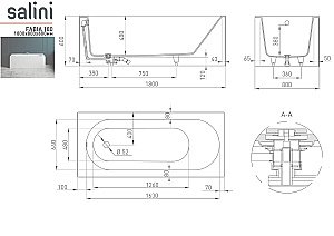Ванна Salini FABIA S-Sense 180x80 102612MF светлые оттенки RAL матовая купить в интернет-магазине Sanbest