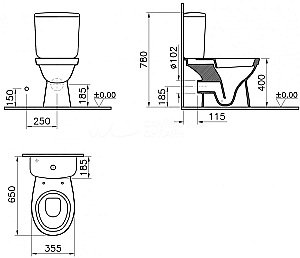 Унитаз напольный Vitra Norm Fit 9844B099-7200 с бачком, с крышкой микролифт, белый купить в интернет-магазине Sanbest