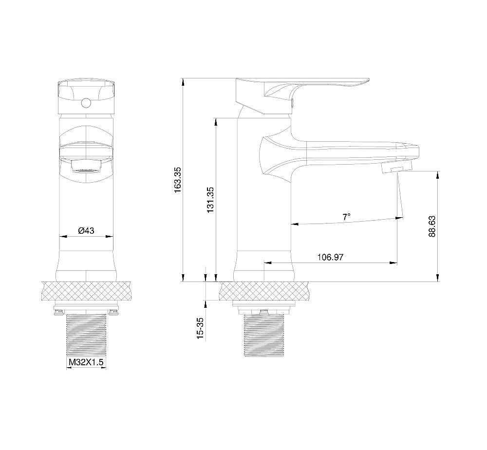 Смеситель для раковины WONZON & WOGHAND WW-XH-011-CR хром купить в интернет-магазине сантехники Sanbest