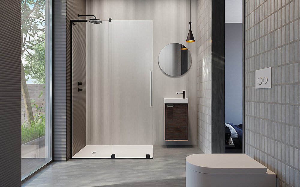 Душевое ограждение Radaway Furo SL Black Walk-in 100 10306538-54-01 стекло прозрачное/профиль черный матовый купить в интернет-магазине Sanbest