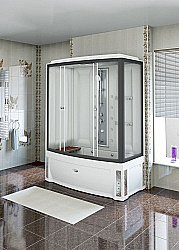 Душевой бокс Радомир Элис 160х85 стекло прозрачное/профиль черный купить в интернет-магазине Sanbest