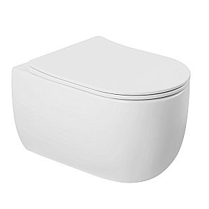 Унитаз подвесной Abber Bequem AC1104TN белый, безободковый, с крышкой микролифт, слив торнадо купить в интернет-магазине Sanbest