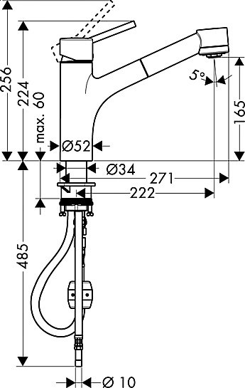 Смеситель для кухни Hansgrohe Talis S 32841000 хром купить в интернет-магазине сантехники Sanbest