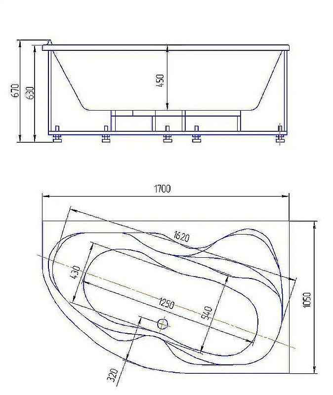 Ванна Aquatek Вега 170х105 белая купить в интернет-магазине Sanbest