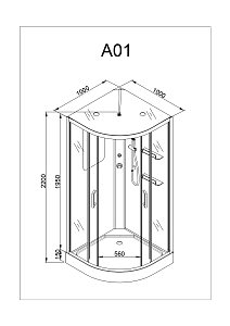 Душевая кабина Deto Серия А А01 стандартная 100x100 купить в интернет-магазине Sanbest