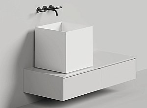 Раковина накладная Salini Armonia SQUARE 03 130523M 45 из искусственного камня S-Stone, белая матовая купить в интернет-магазине Sanbest