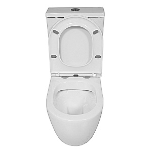 Унитаз напольный Azario Blanco AZ-T003B-R белый, безободковый, с бачком, с крышкой микролифт купить в интернет-магазине Sanbest