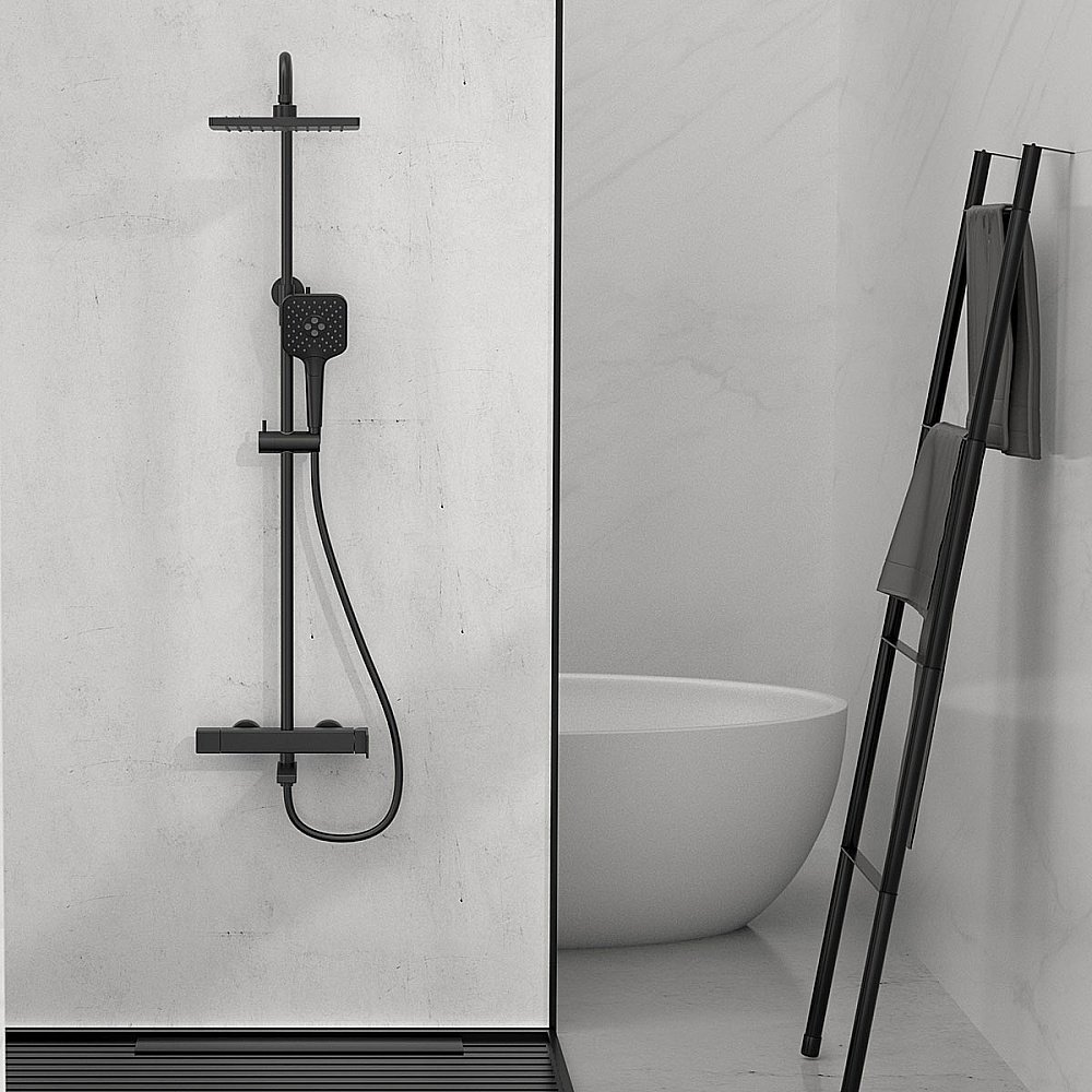 Душевая система Vincea Cube VSFS-1C1MB черная матовая купить в интернет-магазине сантехники Sanbest